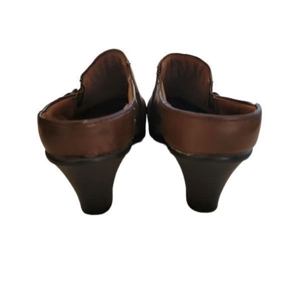 Earth Spirit brown leather mules 2 inch heels clogs size 8.5 - Picture 4 of 6